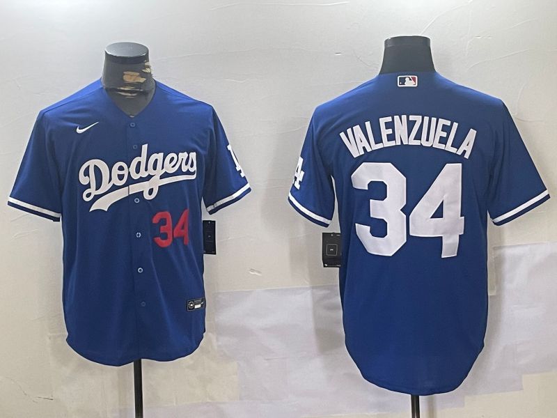 Men Los Angeles Dodgers 34 Valenzuela Blue Game 2024 Nike MLB Jersey style 11206
